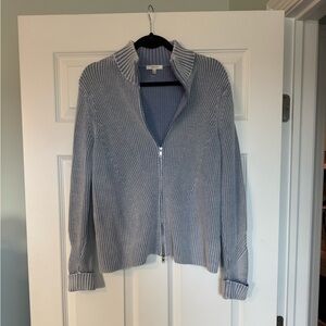 Tyler Boe Light Blue Mineral Wash Cotton Zipper Cardigan M